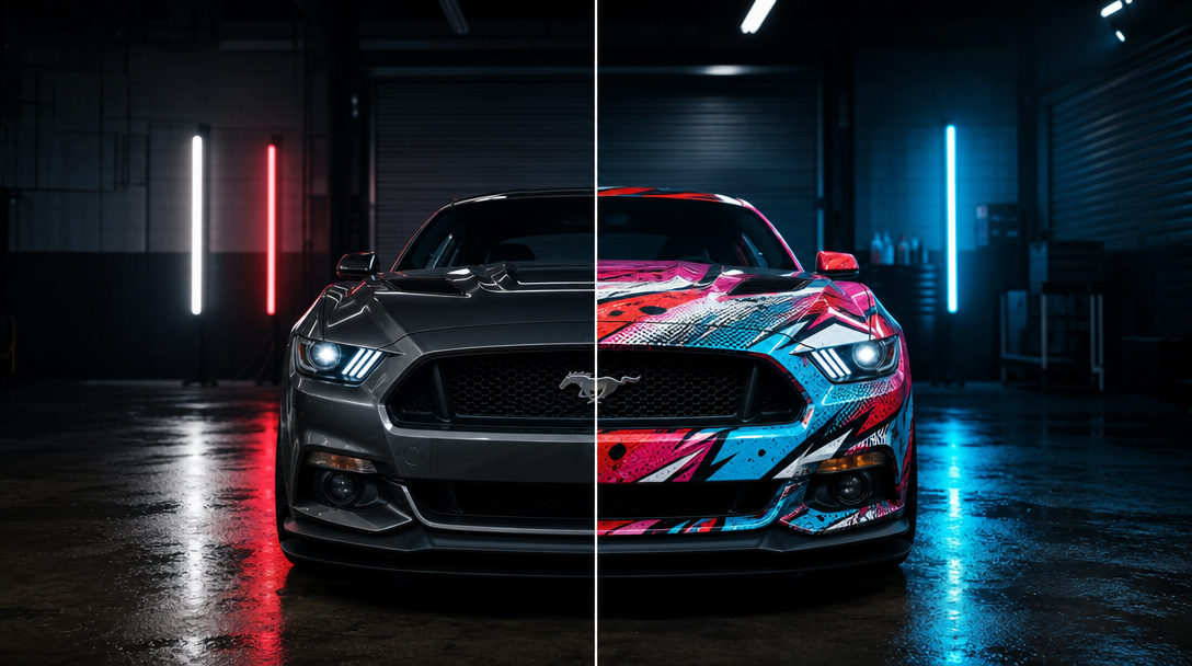 WrapDrop before and after vehicle transformation